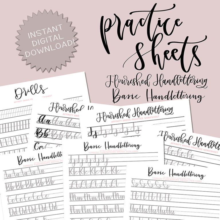 Hand lettering beginner practice sheets