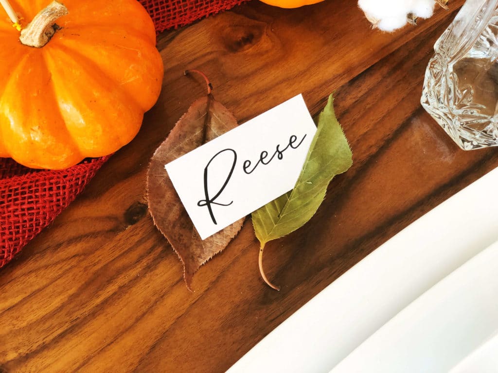 Leaf inspired name cards