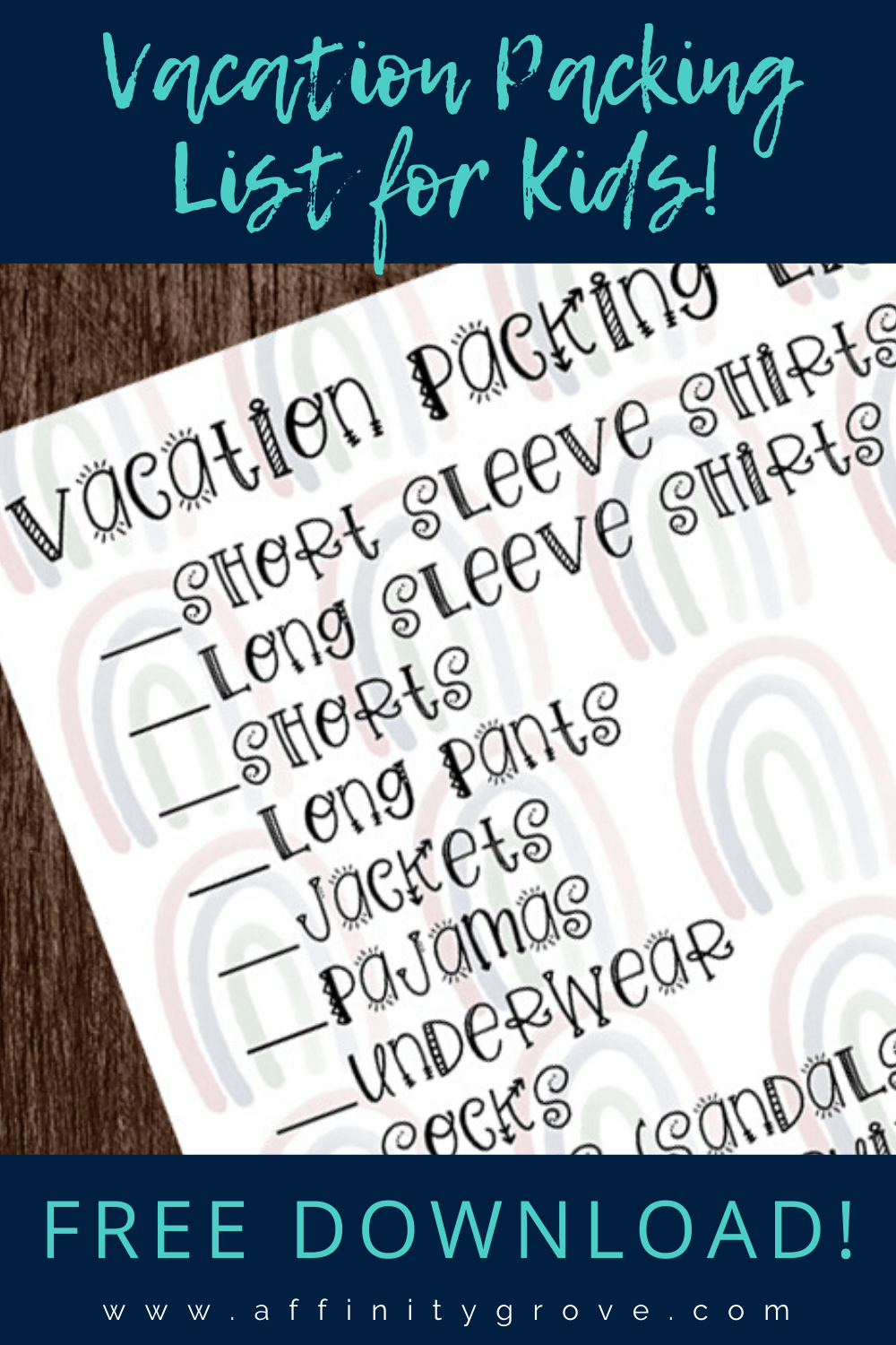 vacation packing list for kids