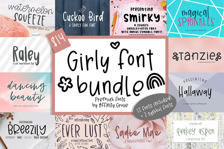 Girly Font Bundle Preview