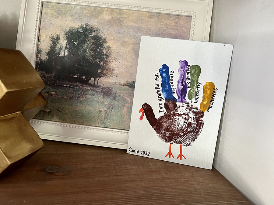 hand painted thankful turkey